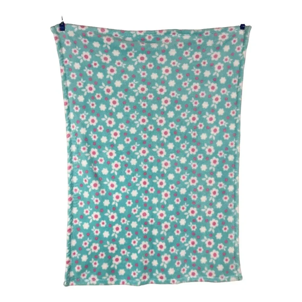 Baby Gear Blue White Pink Floral Baby Blanket Plush Fleece Girl Flowers